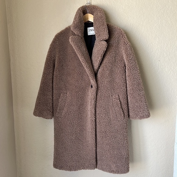 Zara tan faux shearling coat - Picture 2 of 12